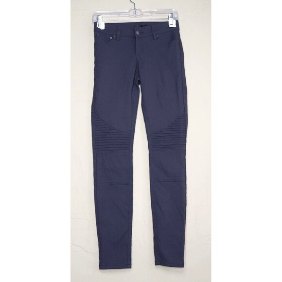 prAna Brenna Gray Moto Skinny Jeans Pants Trousers Low Rise Stretch EUC Womens 0 - Picture 4 of 14